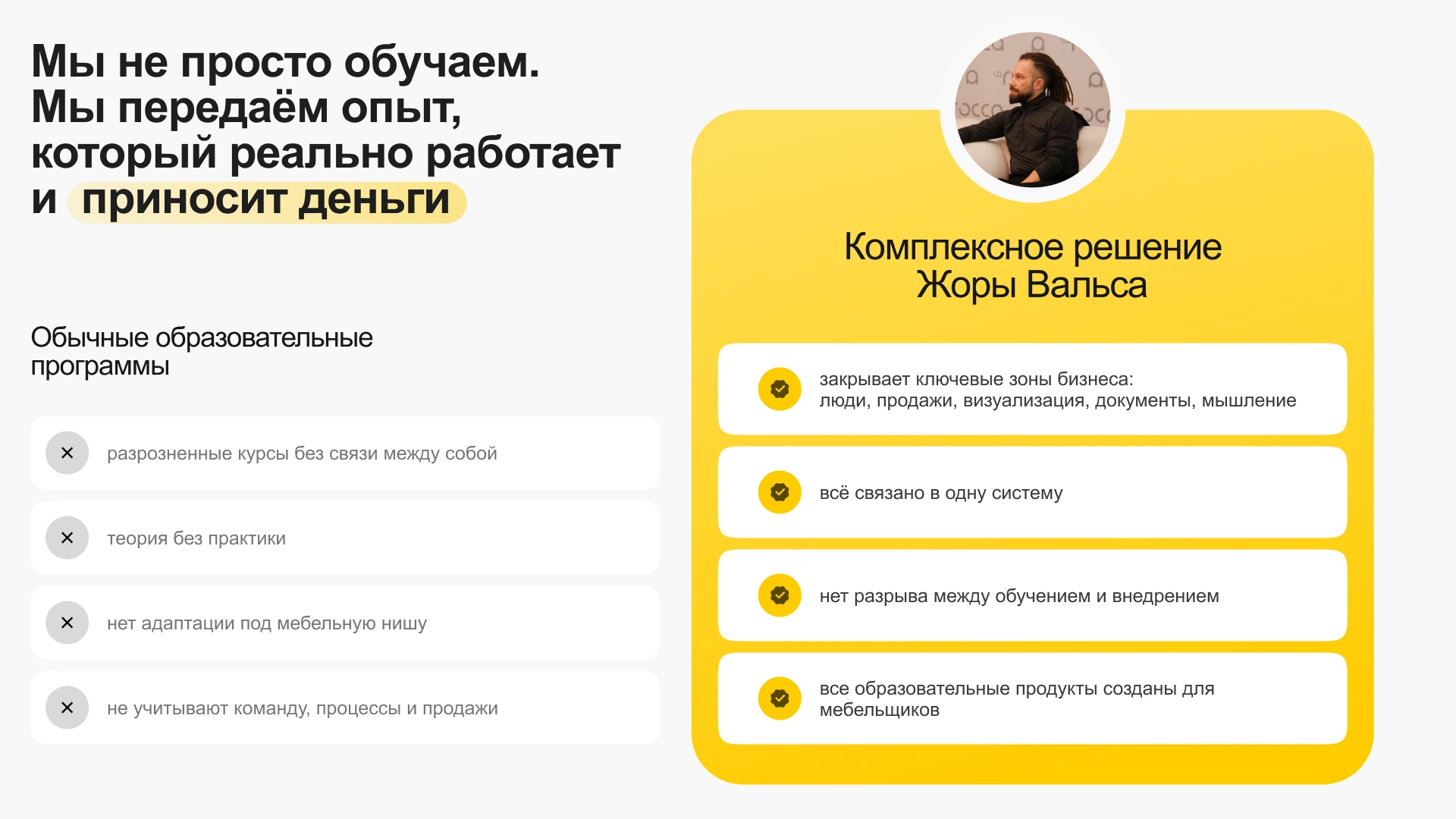 Сравнение обычных программ и комплексного решения Жоры Вальса